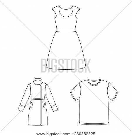 Different Kinds Of Clothes Outline Icons In Set Collection For Design. Clothes And Style Vector Symb