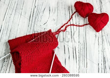 Threads For Knitting Close-up. Knitting As A Hobby. Accessories For Knitting.