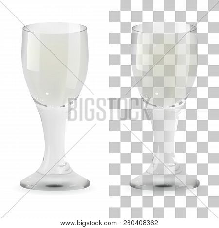 Vector Realistic Transparent And Isolated Whiskey Shot Glass. Alcohol Drink Glass Icon Illustration
