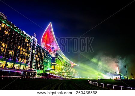 Dubai, Uae - Mar 28: Meydan Hotel In Dubai, Uae, As Seen On March 28, 2018. The Meydan Is The Worlds