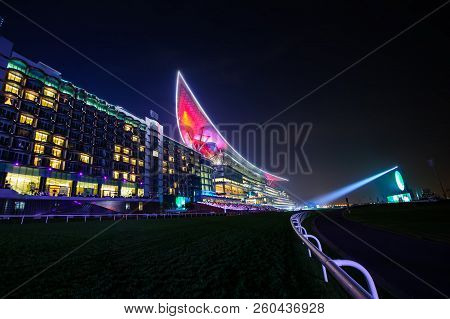 Dubai, Uae - Mar 28: Meydan Hotel In Dubai, Uae, As Seen On March 28, 2018. The Meydan Is The Worlds