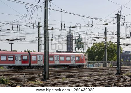 Cologne, Germany - July 07, 2018: Monument To The Kaiser Wilhelm Ii And The Cologne Railway