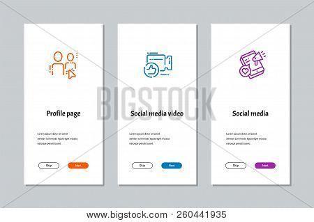 Profile Page, Social Media Video, Social Media Onboarding Screens
