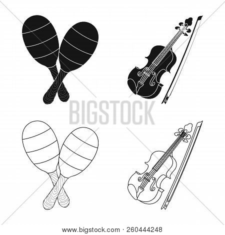 Isolated Object Of Music And Tune Logo. Set Of Music And Tool Vector Icon For Stock.
