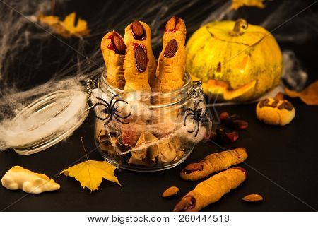 Cookies In The Form Of Witches Fingers, Food For Halloween