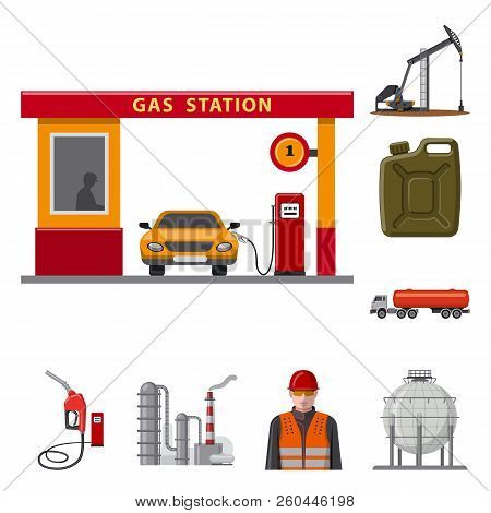 Isolated Object Of Oil And Gas Logo. Set Of Oil And Petrol Stock Vector Illustration.