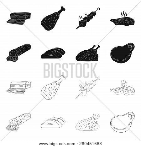 Vector Design Of Meat And Ham Icon. Set Of Meat And Cooking Stock Vector Illustration.