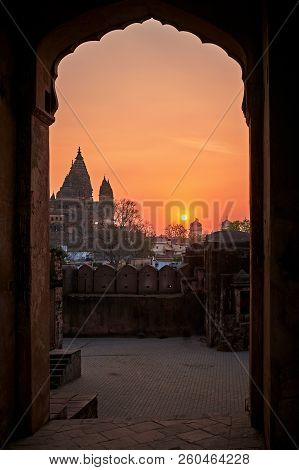 View Of Shriji Radharani Mandir Indian Temple, And Town Varsana, Barsana. Mathura, Uttar Pradesh, In