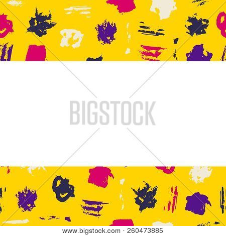 Vector Abstract Border With Brush Strokes. Abstract Colorful Fra