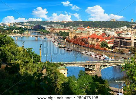 Panorama View Of The Bridges Of Prague