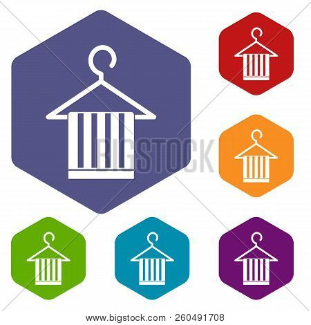 Scarf On A Coat Hanger Icons Set Rhombus In Different Colors Isolated On White Background