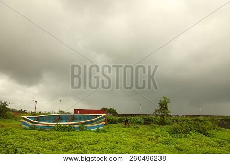 Landscape Of The Mountain Ranges Of Western Ghats At State Of Maharashtra Near Wakanda Dam In India.
