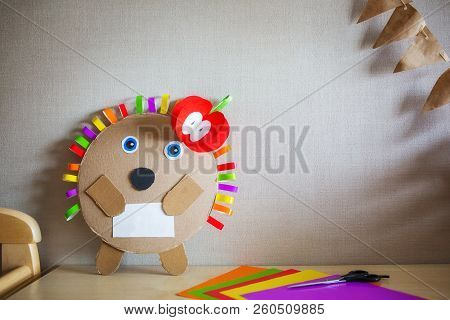 Creative Children's Crafts Made Of Colored Paper And Cardboard. Concept Ideas Handmade For Kindergar