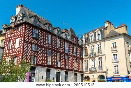 Traditional Half-timbered Houses In The Old Town Of Rennes - Brittany, France
