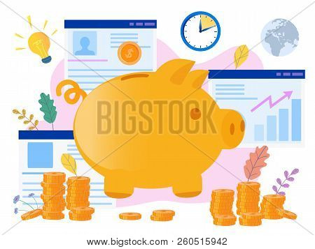 Concept Piggy Bank, Successful Team, For Web Page, Banner, Prese