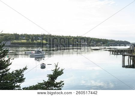 Bass Harbor, Maine, Usa - September 21, 2018: Lobster Boat Ellen Marie At Mooring In Bass Harbor On 