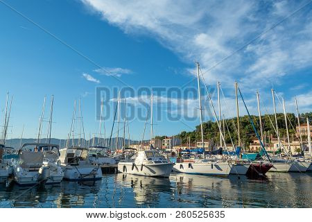 August 13, 2018, Small Fishermans And Yacht Haven, Marina In Saint-mandrier-sur-mer, Provence, Franc