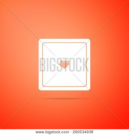 Ethernet Socket Sign. Network Port - Cable Socket Icon Isolated On Orange Background. Lan Port Icon.