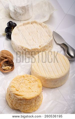 French Aoc Soft Cow Cheeses, Crumbly Langres With Washed Rind Structure, Sharp Pie Angloys, Camember