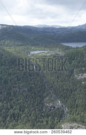 View On Fjord Landscape And Mountains In Norway
