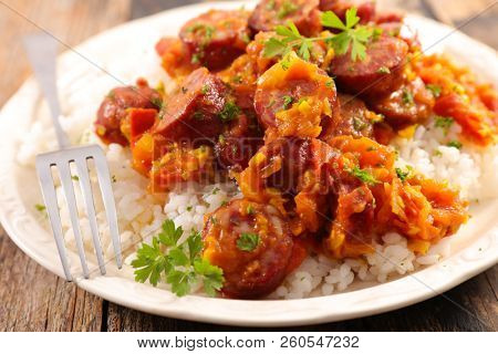 rougail saucisse, creole dish