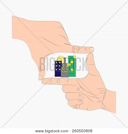 City Care Icon Logo Design Element With Hand