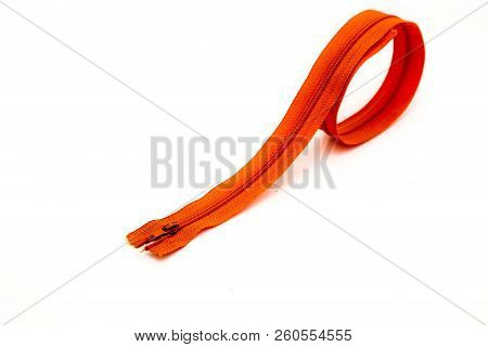 Close Up ,zipper On A White Background.
