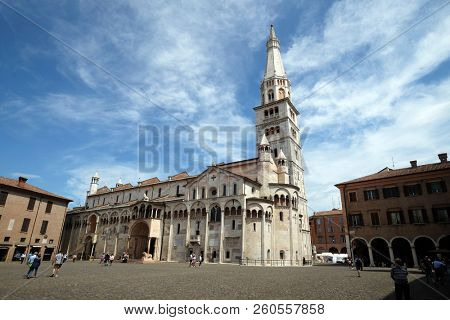 MODENA, ITALY - JUNE 04: Modena Cathedral dedicated to the Assumption of the Virgin Mary and Saint Geminianus, Italy on June 04, 2017.