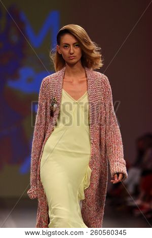 Kyiv, Ukraine - September 3, 2018: Model Presents A Creation By Designer T.mosca During Ukrainian Fa