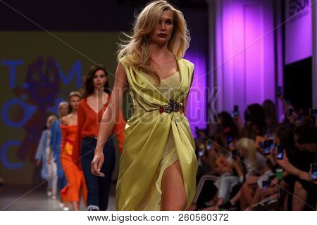 Kyiv, Ukraine - September 3, 2018: Models Present A Creation By Designer T.mosca During Ukrainian Fa