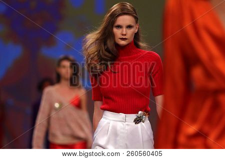 Kyiv, Ukraine - September 3, 2018: Models Present A Creation By Designer T.mosca During Ukrainian Fa