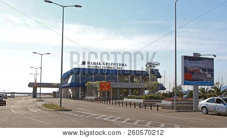 Bar, Montenegro - April 18, 2011: Barska Plovidba And Passengers Terminal Building At Port In Bar, M