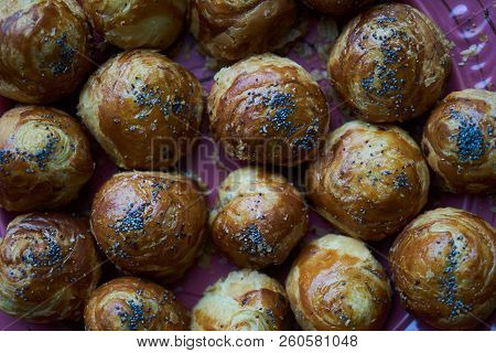 National Azerbaijanian Cuisine Gogal On Plate On Wooden Table