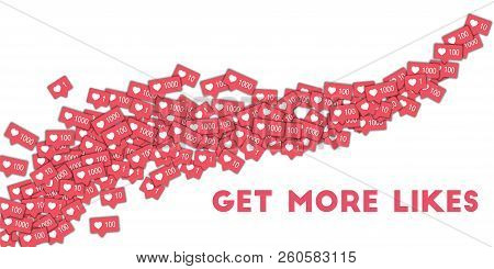 Get More Likes. Social Media Icons In Abstract Shape Background With Pink Counter. Get More Likes Co