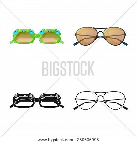 Vector Illustration Of Glasses And Sunglasses Symbol. Collection Of Glasses And Accessory Vector Ico