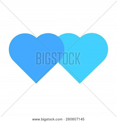 Blue Hearts Isolated On White Background. Heart Icon In Flat Style. Symbol Of Love. Vector Illustrat