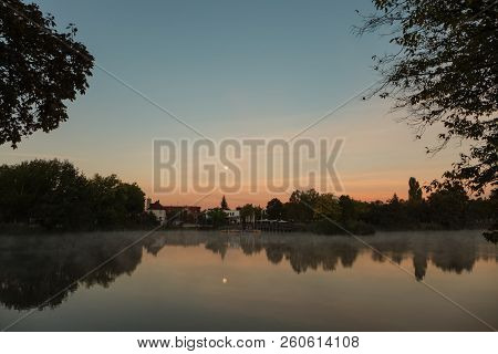 The Public Park Of Boeblingen On A Foggy Morning