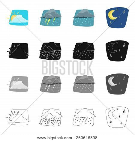 Vector Illustration Of Weather And Climate Icon. Set Of Weather And Cloud Stock Vector Illustration.