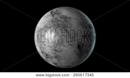 Haumea Dwarf Planet Isolated On Black Background. 3d Render.