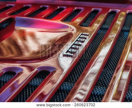 Ancona , Italy - Set 23 - 2018 : Ferrari 358 Logo Old Car