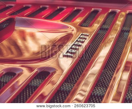 Ancona , Italy - Set 23 - 2018 : Ferrari 358 Logo Old Car
