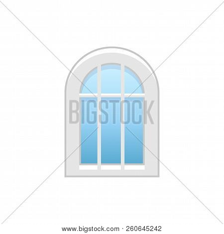 Vector Illustration Of Arc Vinyl Casement Window. Flat Icon Of Traditional Aluminum Arched Window Wi