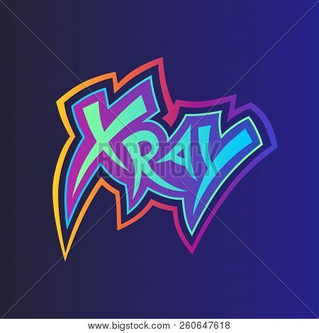X-ray Logo Template. Vector Logo In A Graffiti Style With Bright And Creative Gradient.