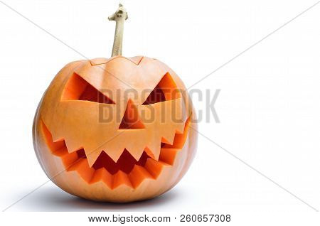 Jack's Head Of A Lantern Carved From Pumpkin For Halloween