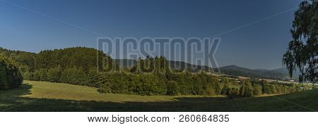 View From Ludvikovske Pass With Green Forest And Meadow