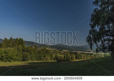 View From Ludvikovske Pass With Green Forest And Meadow