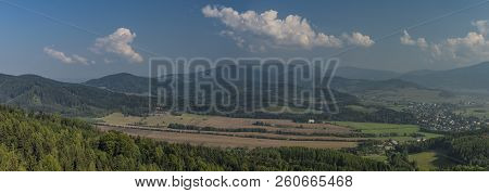 View From Observation Tower Bukovka In Jeseniky Mountains In Summer Blue Sky Day