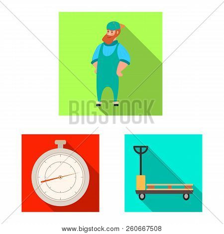 Vector Illustration Of Goods And Cargo Sign. Set Of Goods And Warehouse Stock Vector Illustration.