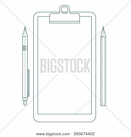 Notebook, Pencil And Pen. Stock Flat Vector Illustration