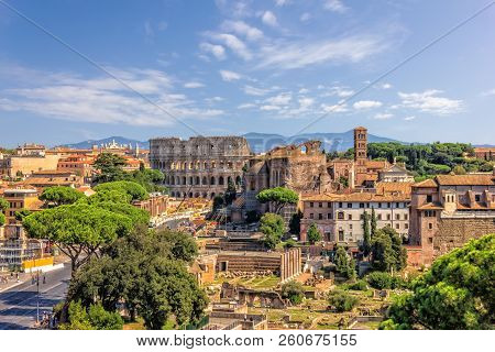 The Coliseum And Rome Forum, View From Vittoriano